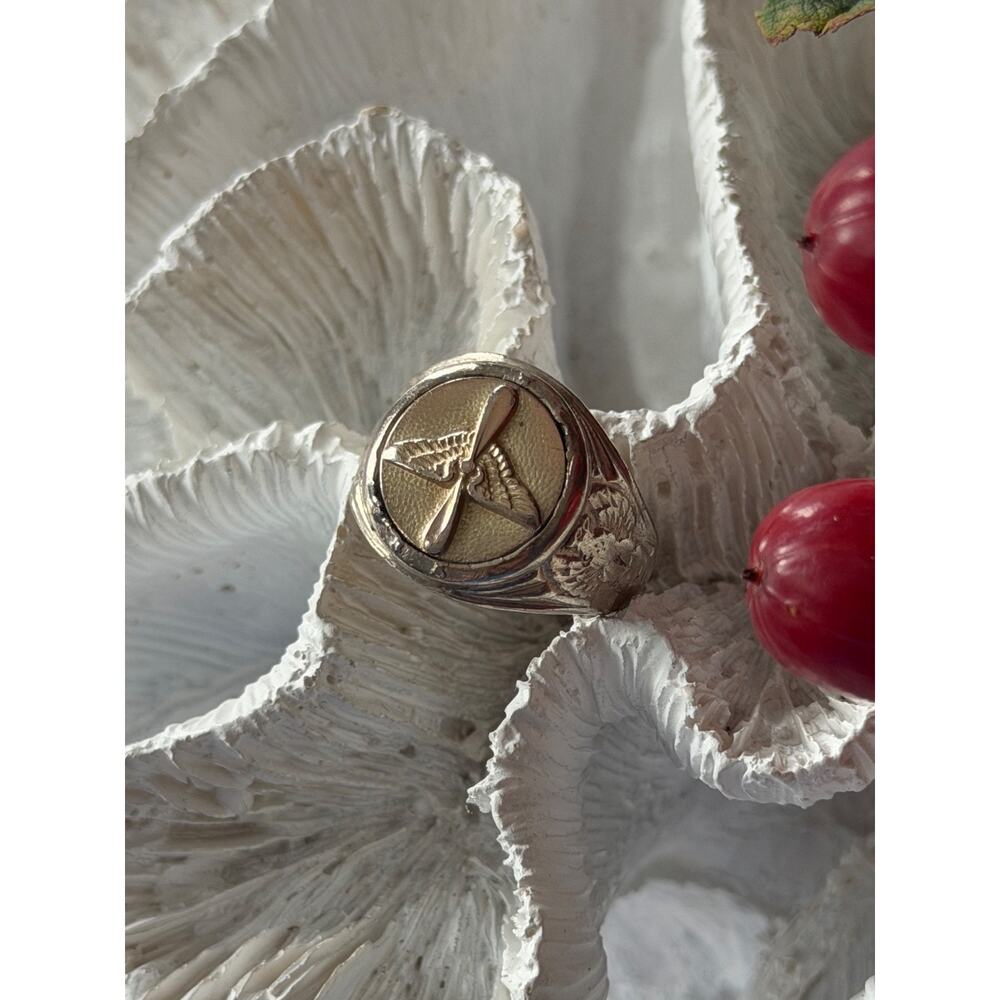 Vintage Emblem of the U.S. Army Air Corps 925 Sterling Silver Ring Size 8.5